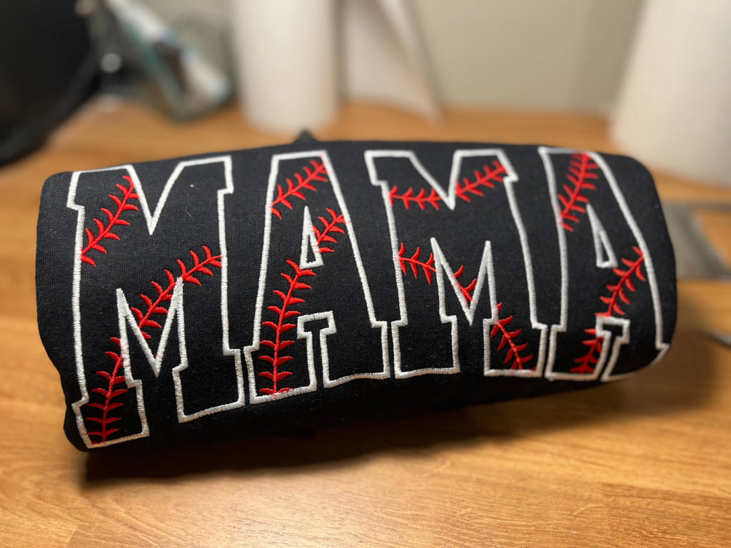 Embroidered Mama Baseball Stitch