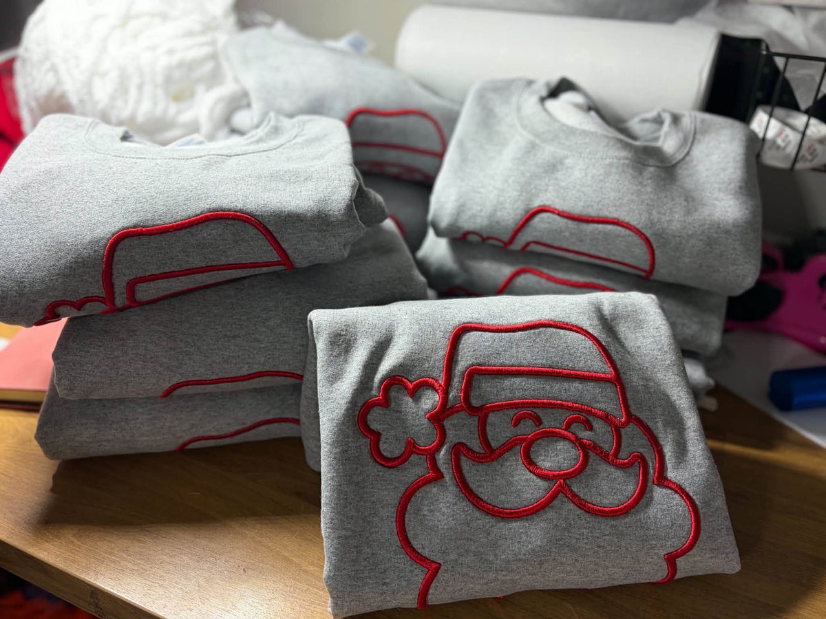 3d puff embroidered Santa crewneck