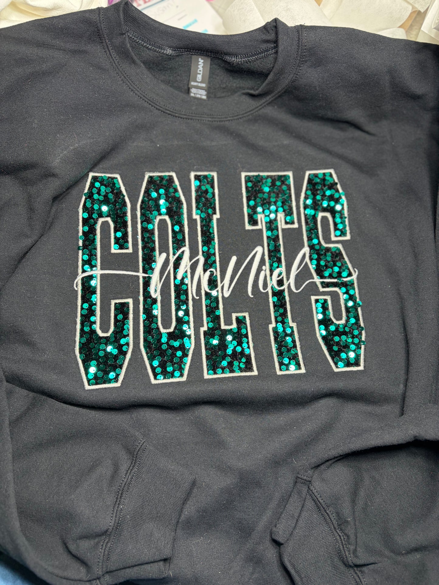 Custom Block Sequin Name w/script Overlay