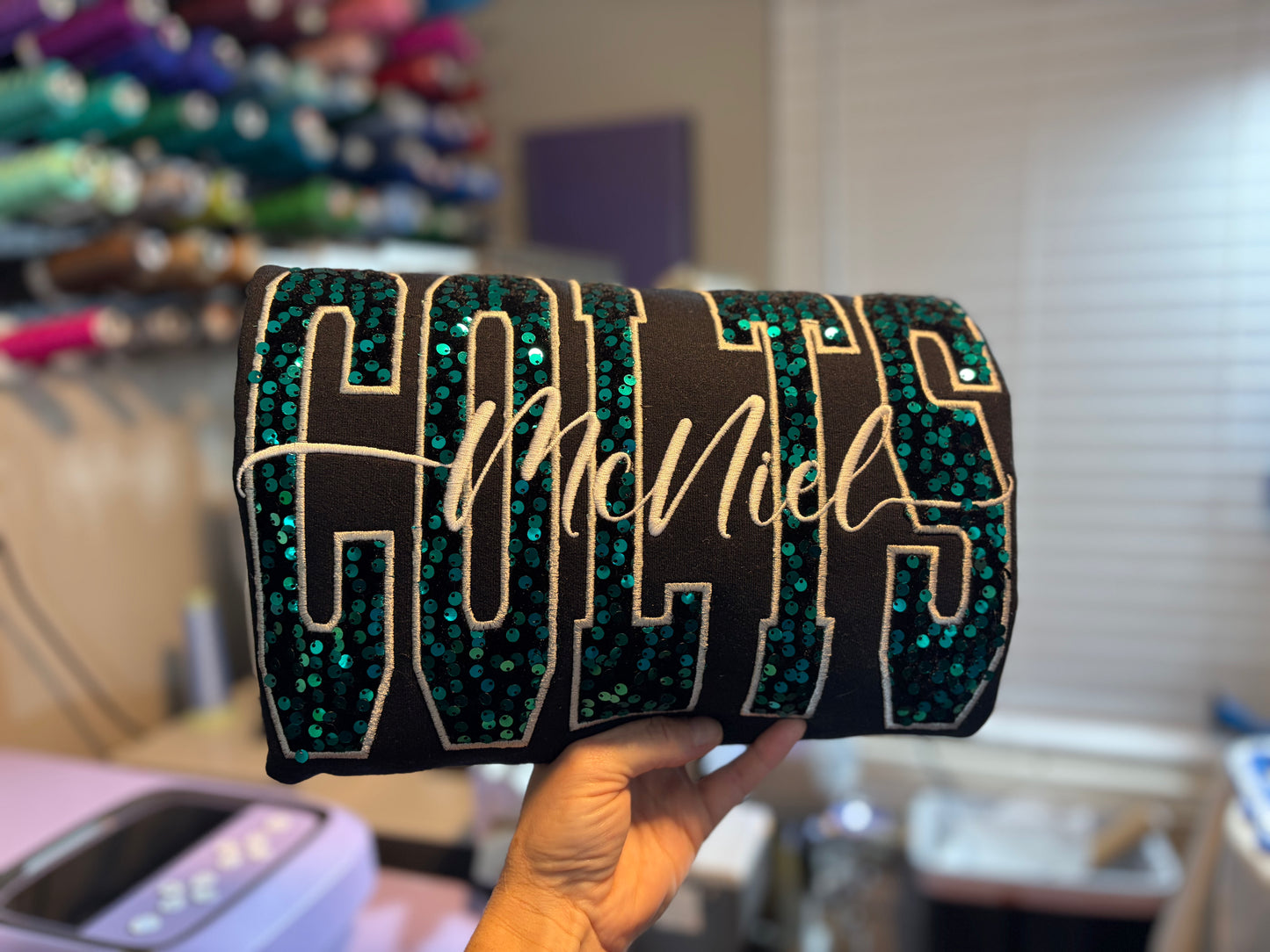 Custom Block Sequin Name w/script Overlay