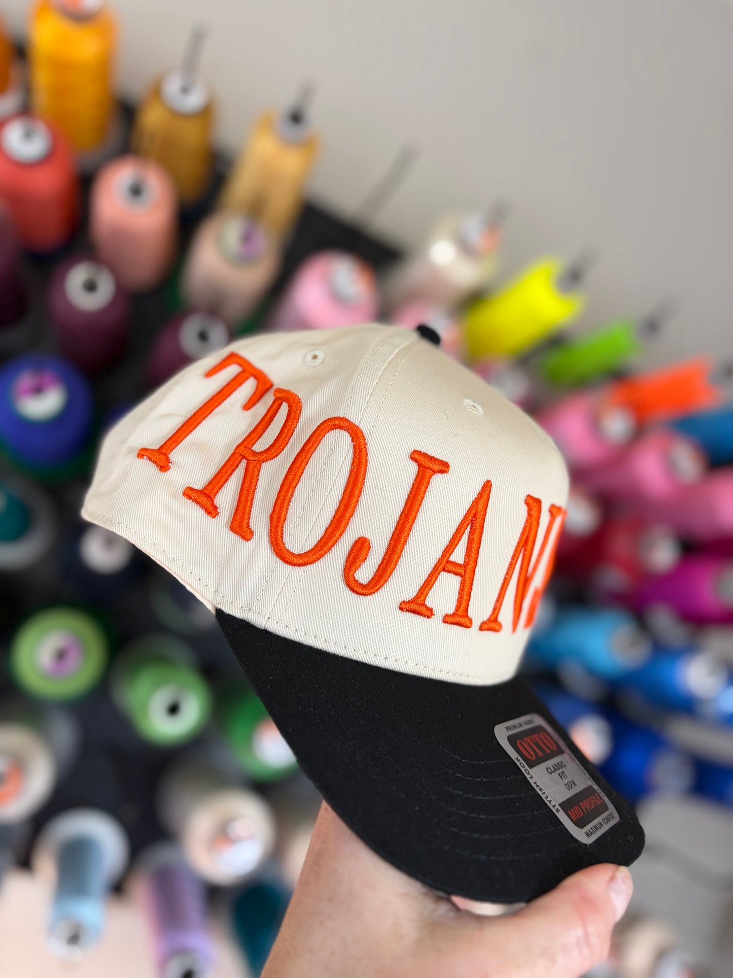 Tall Serif Puff oversized w/logo otto hat