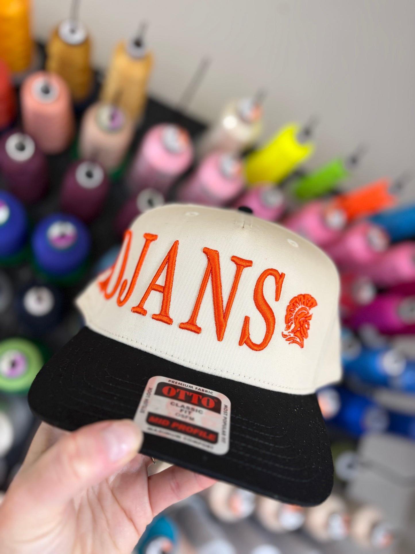 Tall Serif Puff oversized w/logo otto hat