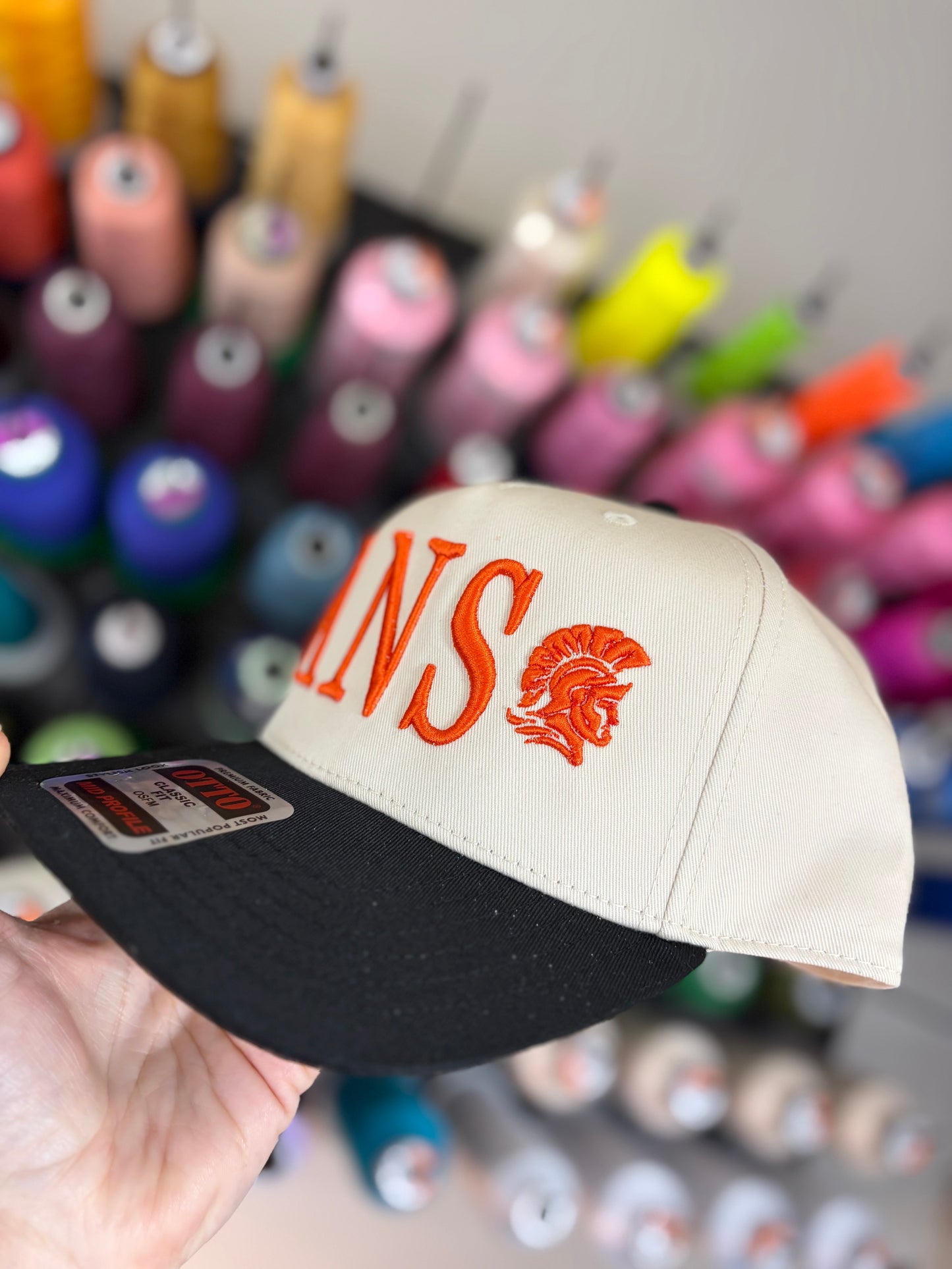 Tall Serif Puff oversized w/logo otto hat