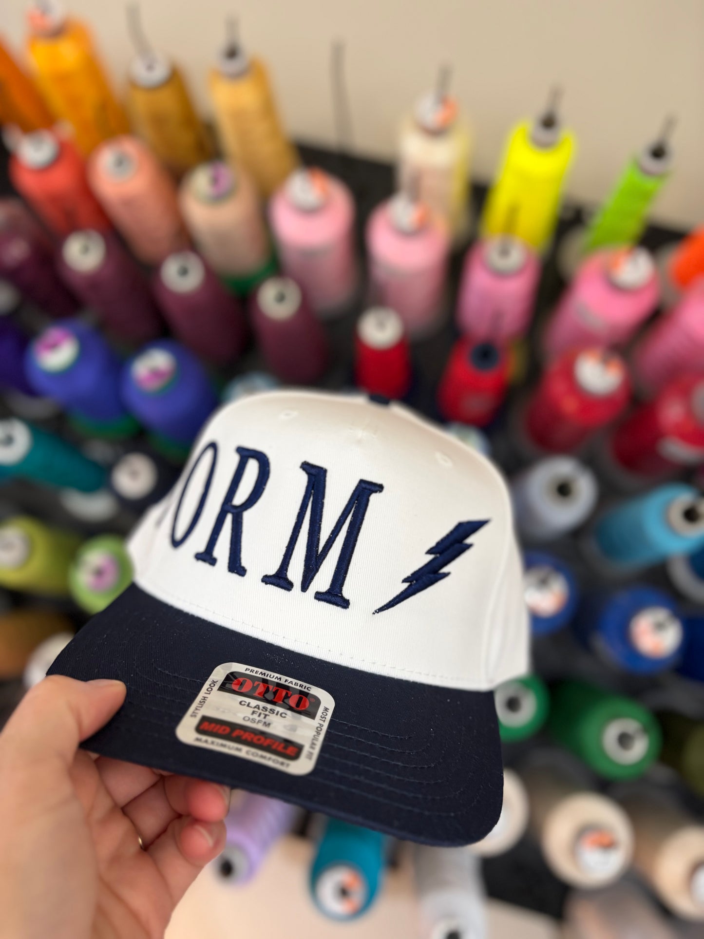 Tall Serif Puff oversized w/logo otto hat