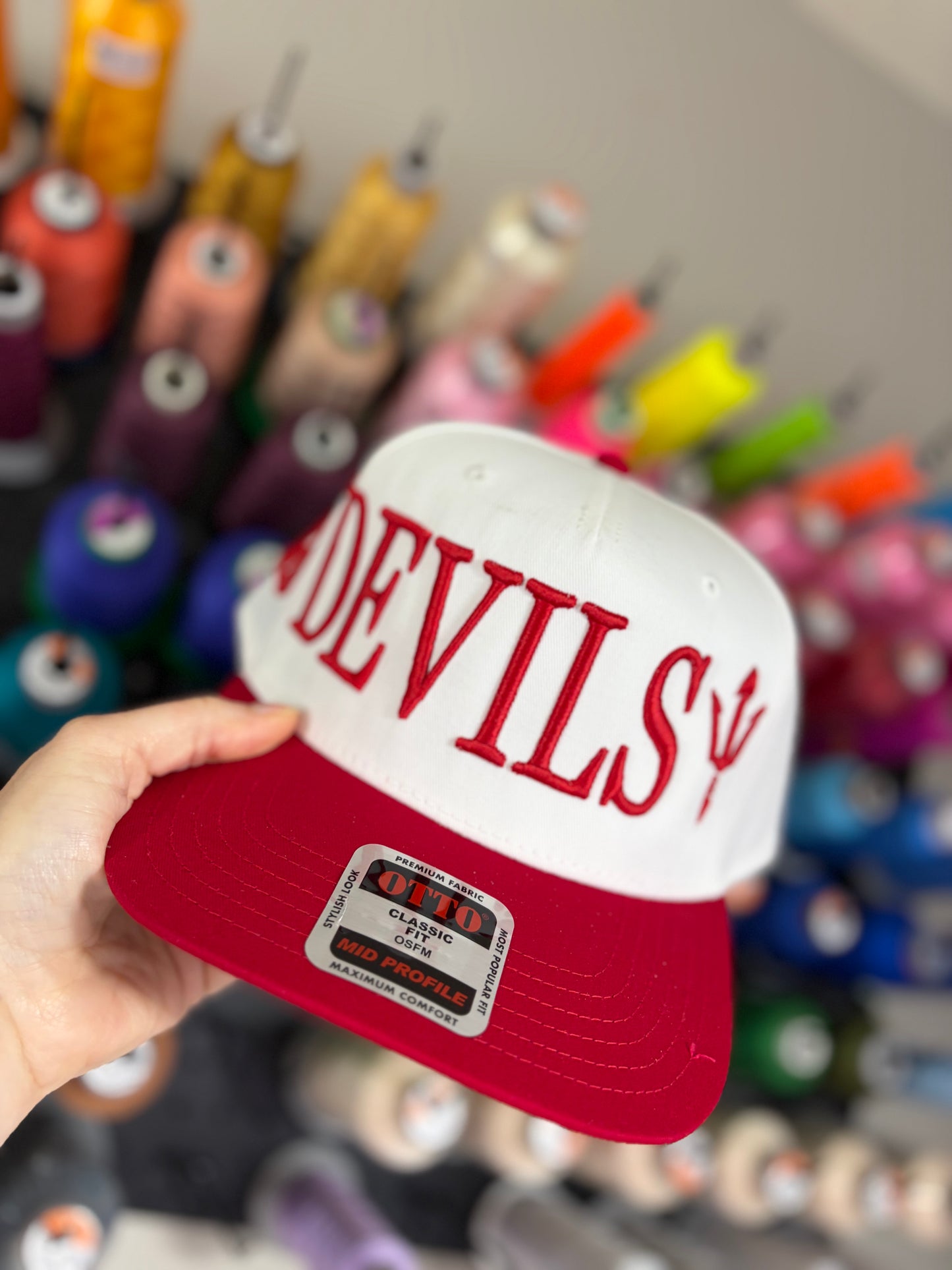 Tall Serif Puff oversized w/logo otto hat