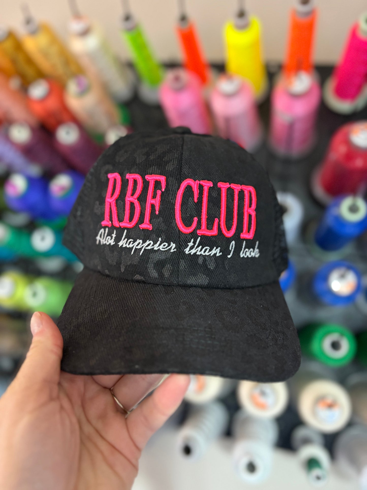 RBF CLUB 3d puff black leopard ponytail cap