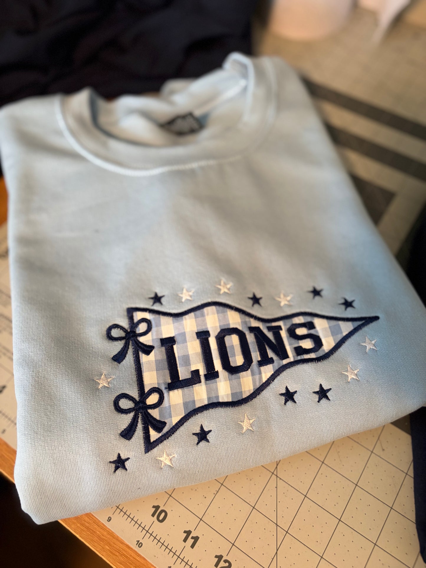 Checkered Flag Mascot Embroidered Crewneck