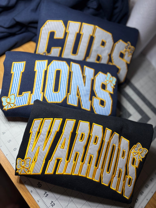 Seersucker Mascot Embroidered Crewneck