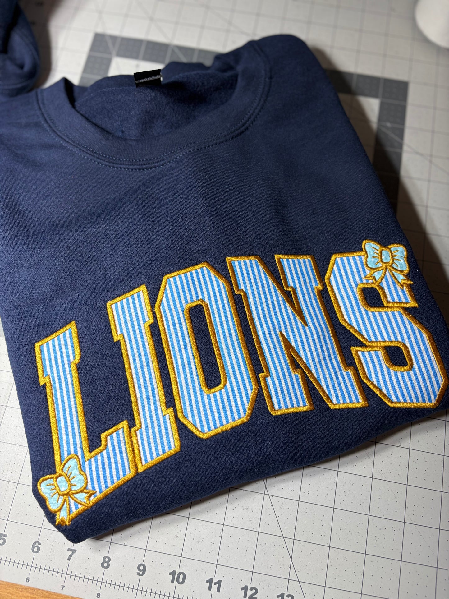 Seersucker Mascot Embroidered Crewneck