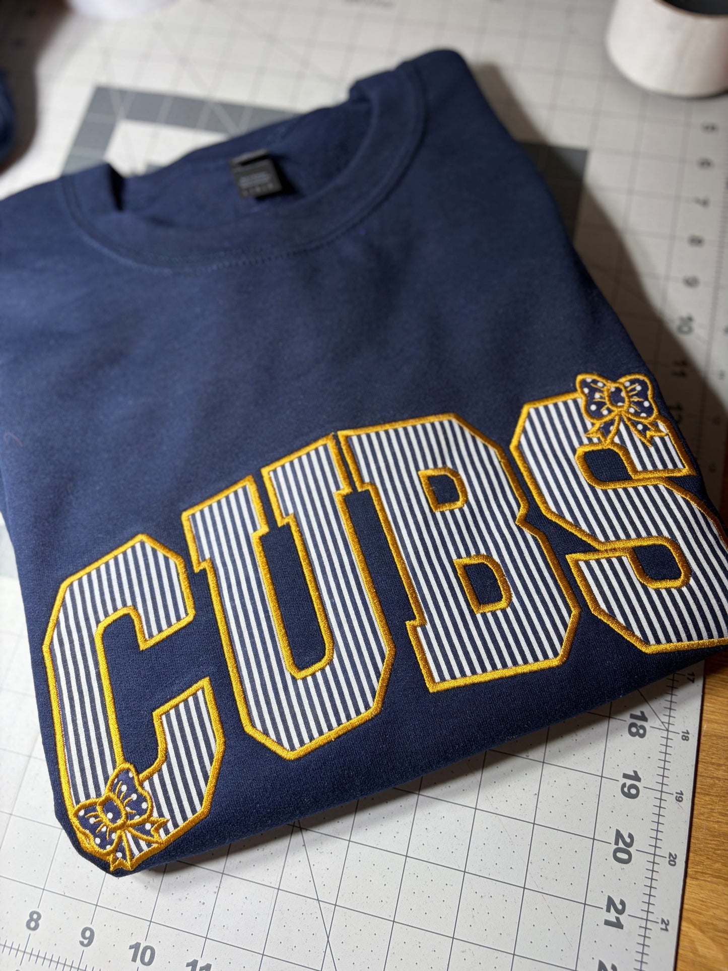Seersucker Mascot Embroidered Crewneck