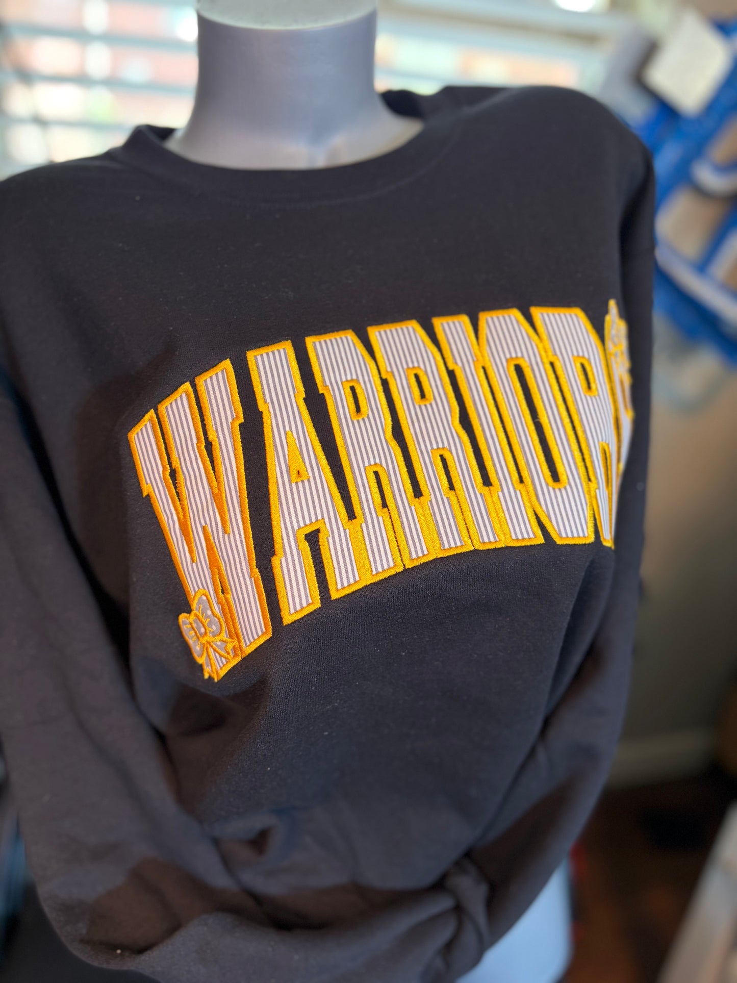 Seersucker Mascot Embroidered Crewneck