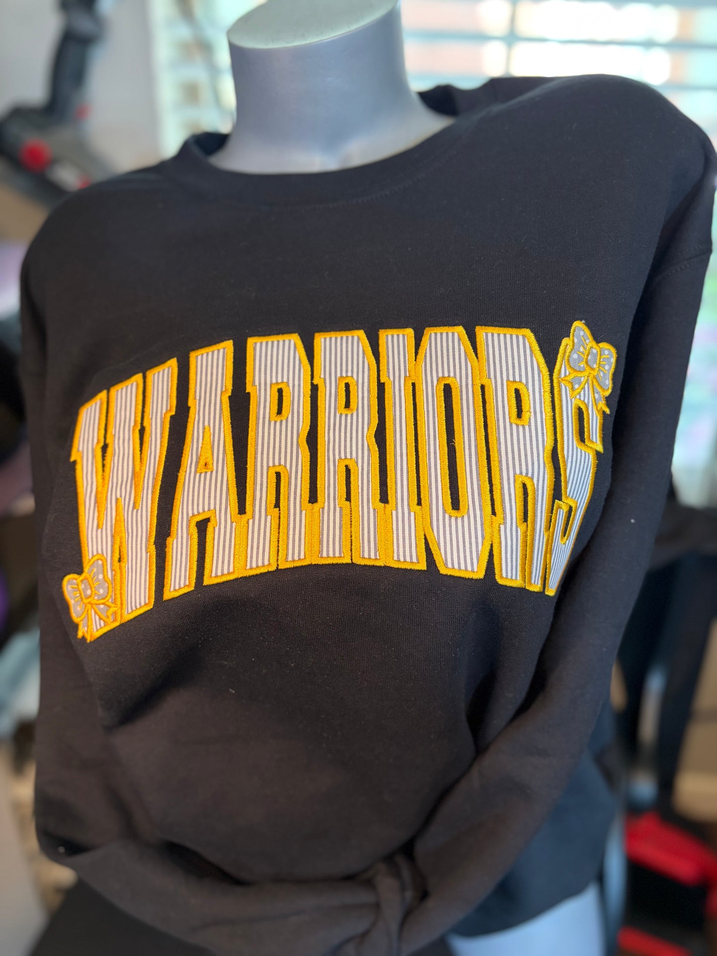Seersucker Mascot Embroidered Crewneck
