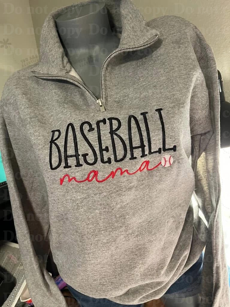 Baseball Mama 1/4 zip (any name)