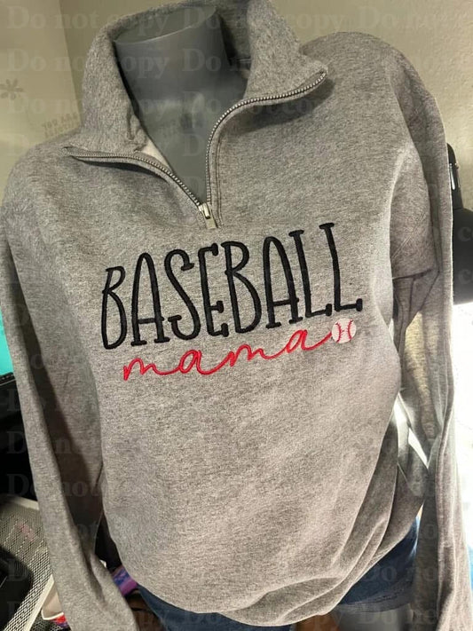 Baseball Mama 1/4 zip (any name)