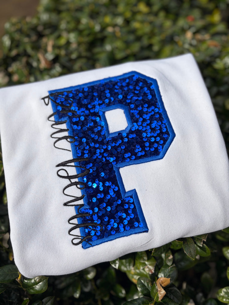 Custom Varsity Letter Sequin Crewneck