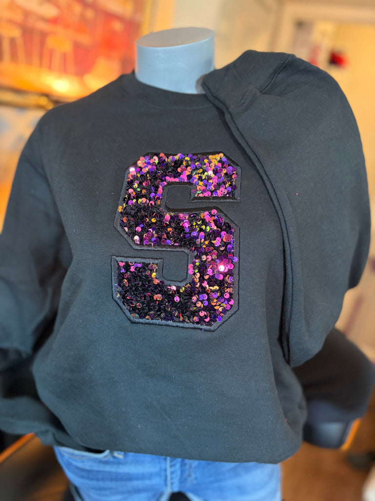 Custom Varsity Letter Sequin Crewneck