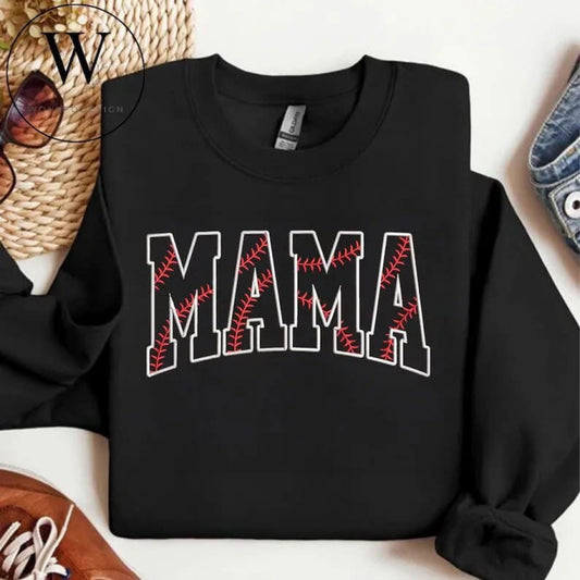 Embroidered Mama Baseball Stitch