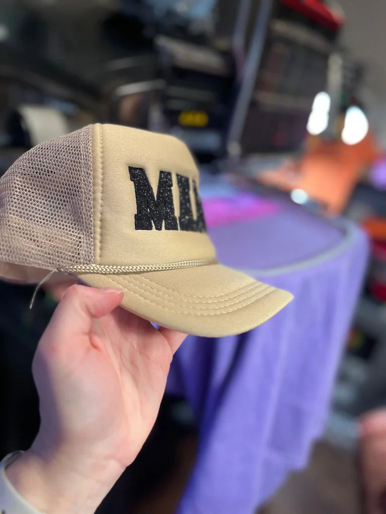 Glitter Applique Foam Trucker Hat
