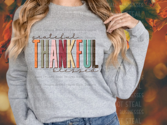 Greateful Thankful Blessed Shirts