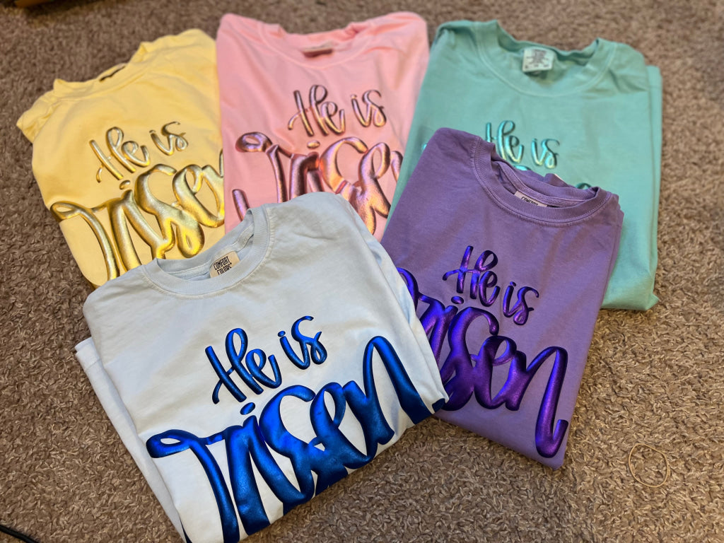 He is risen monochrom puff shirts