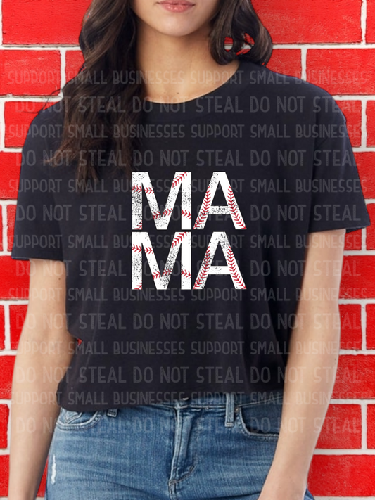 Mama Baseball Stitches Shirts