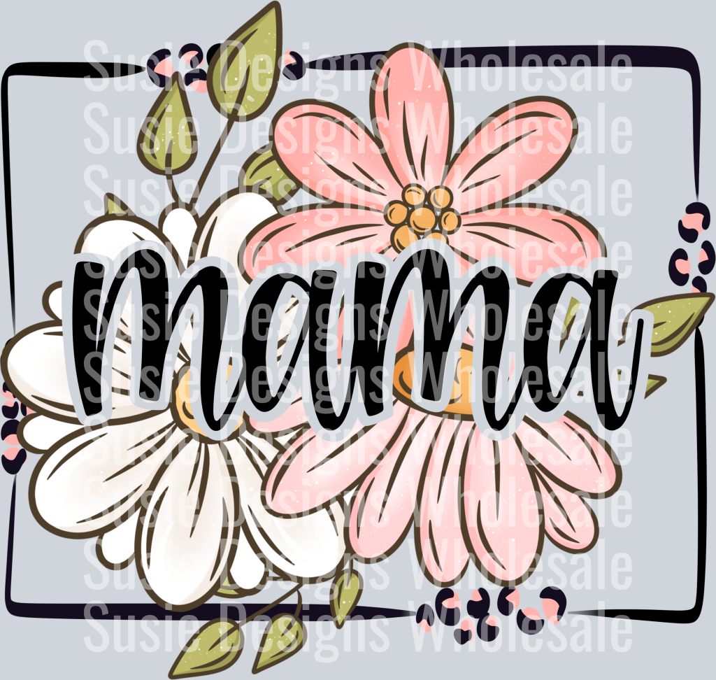Mama Floral Square Outline
