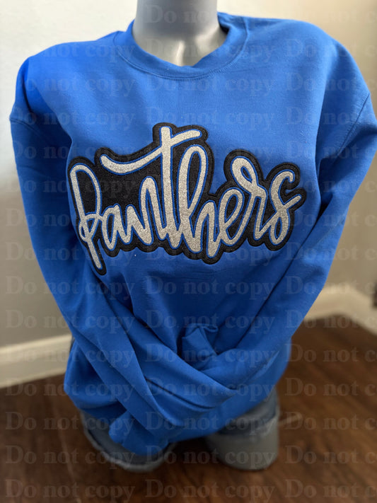 Solid Color Double Appliqué Team Crewneck