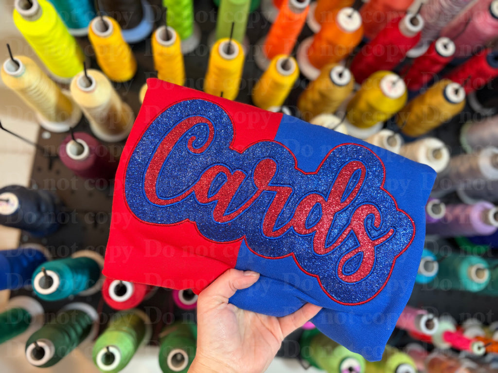 Split Color Double Appliqué Team Crewneck