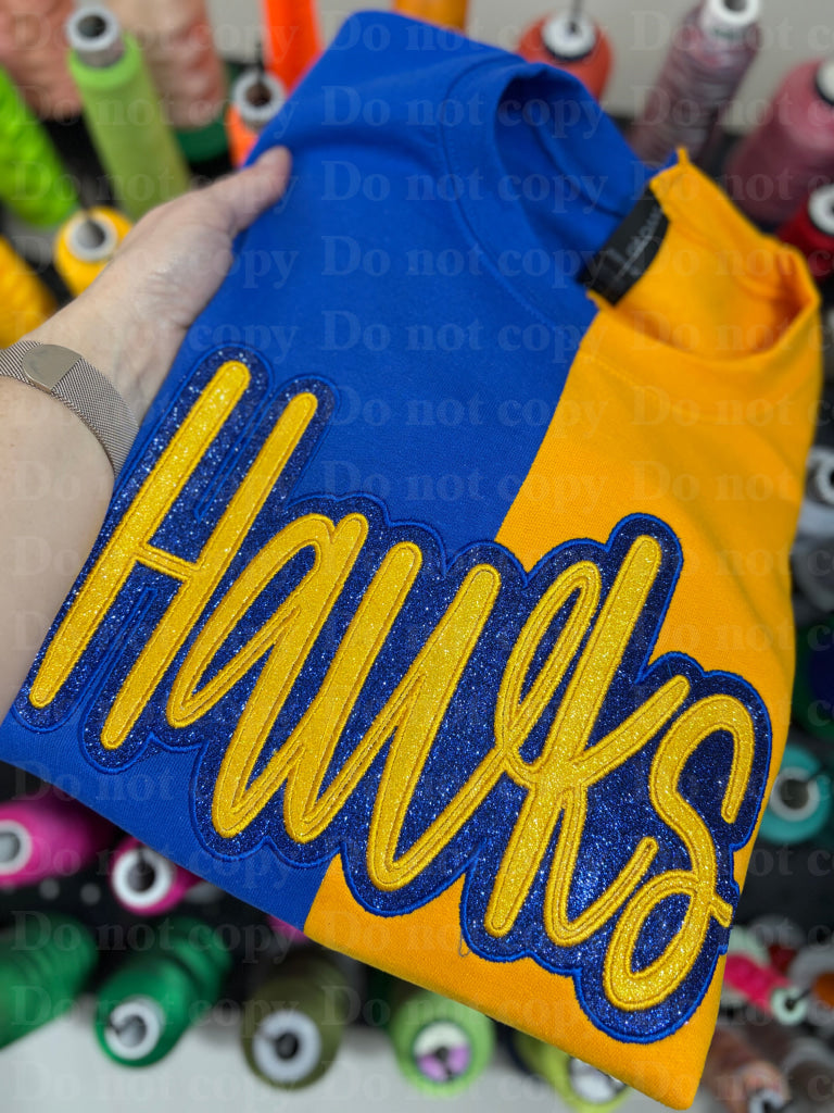 Split Color Double Appliqué Team Crewneck