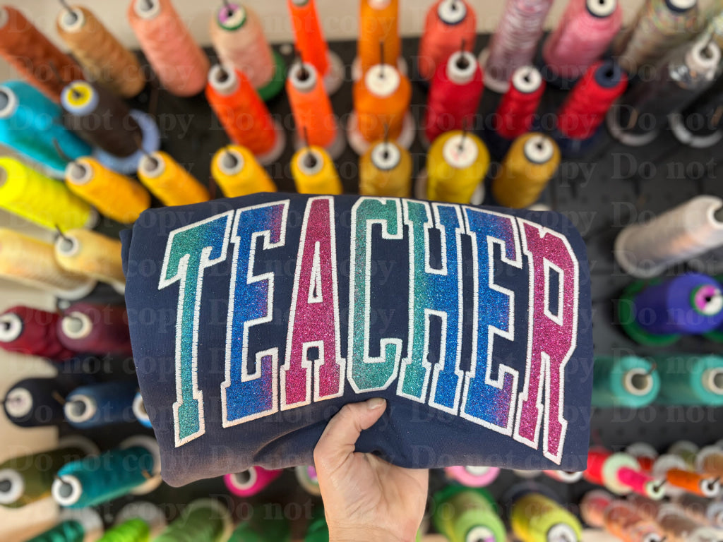 Teacher Glitter Applique