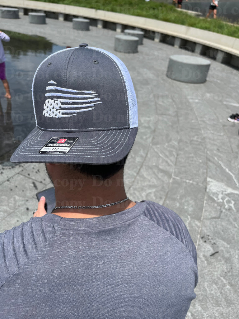 Upside Down Torn Flag Embroidered Hat