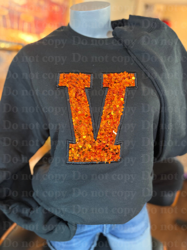 Custom Varsity Letter Sequin Crewneck