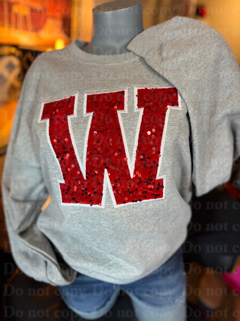 Custom Varsity Letter Sequin Crewneck