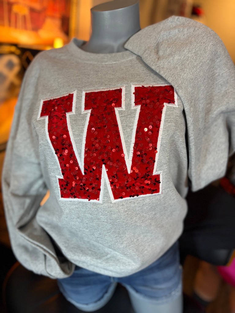 Custom Varsity Letter Sequin Crewneck